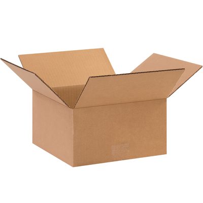 10105.jpg The MH-USA 10 x 10 x 5 flat corrugated boxes, shown on a white background with flaps ready, are made of sturdy brown material perfect for packing or shipping. They are sold in convenient bundles of 25.