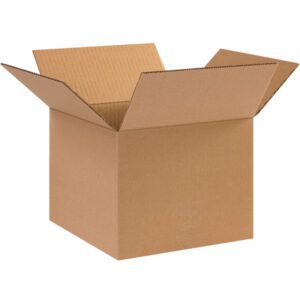 The open MH-USA 10 x 10 x 8 corrugated box with extended flaps offers ample space for your needs. This empty brown cardboard box, part of a convenient 25/Bundle deal, rests against a plain white background, ready for any task.