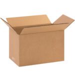 The MH-USA 10 x 6 x 6 long corrugated boxes, sold in bundles of 25, appear against a white background with unfolded flaps and a plain brown exterior.