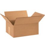 An MH-USA 10 x 7 x 3 flat corrugated box from a 25-pack bundle sits with its flaps extended against a plain white background.