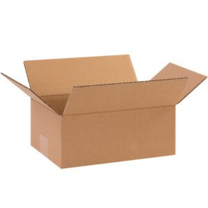 The product, MH-USA 10 x 7 x 4 Corrugated Boxes (25/Bundle), is shown as an open brown cardboard box against a white background, with outward folded flaps displaying its sturdy, empty corrugated interior.