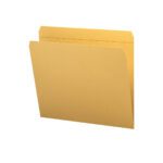 Image of an upright goldenrod Smead File Folder with a reinforced straight-cut tab on a white background. Its open, showing its empty interior, ideal for stylish and durable organization of letter-size documents.
