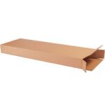 An open MH-USA 14 x 4 x 42 side-loading cardboard box, part of a 15-count bundle, lays flat with flaps open on one end.