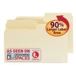 The light yellow Smead SuperTab® File Folders have oversized 1/2-cut tabs for a 90% larger label area. Featured on Designing Spaces on Lifetime, theyre available in legal size with 100 folders per box (15106).