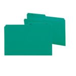 The image features two Smead Reversible File Folders, 1/2-Cut Tab, Legal Size, in teal against a white background, with blank tabs.