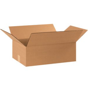An empty MH-USA 17 1/4 x 11 1/4 x 6 corrugated box with flaps folded outward is displayed on a plain white background.