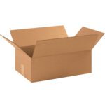 An open MH-USA 17 1/4 x 11 1/2 x 6 corrugated box, with flaps spread outward against a white background, from the set of 25 per bundle.