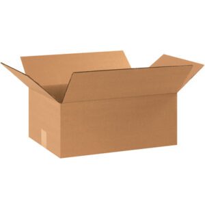 A MH-USA 17 1/4 x 11 1/4 x 7 corrugated box (25/bundle) sits open on a pristine white background.