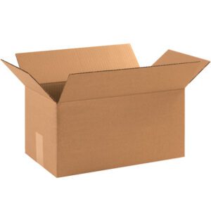 An open, empty MH-USA 17 x 6 x 6 long corrugated box, light brown with extended flaps, is shown against a white background. Available in bundles of 25, its perfect for all your packing needs.