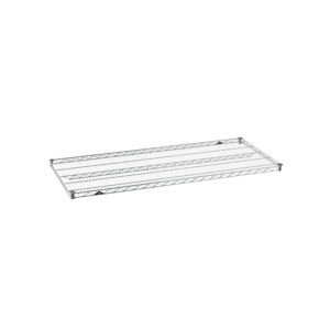 The Metro Super Erecta 2454NC Industrial Wire Shelf, Chrome, 24 x 54, features a durable grid-like metal frame in sleek silver against a plain white backdrop, making it ideal for storage.