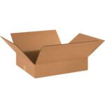 The MH-USA 18 x 16 x 4 Flat Corrugated Box from a 25/bundle set is open with flaps extended outward on all sides, and the empty box is positioned on a plain white background with one corner slightly facing forward.