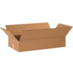 An open MH-USA 20 x 10 x 4 flat corrugated box, part of a sturdy bundle of 25, sits with flaps extended outward on a white background, ideal for shipping or storage.