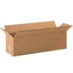 An MH-USA 20 x 6 x 6 long corrugated box with extended flaps rests against a plain white background.