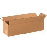 Displayed on a white background, the MH-USA 22 x 6 x 6 Long Corrugated Box, available in a bundle of 25, features outward-folded top flaps for easy access.