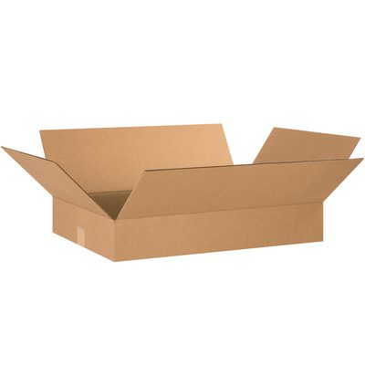 24164.jpg An MH-USA 24 x 16 x 4 flat corrugated box with extended flaps sits on a white background. This brown box, ideal for shipping or packaging, comes in a bundle of 25 and suits various needs.