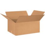 The MH-USA 26 x 22 x 12 Corrugated Box (15/Bundle) is displayed with unfolded flaps on a pristine white background.