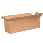 A partially unfolded MH-USA 28 x 10 x 10 Long Corrugated Box from a 25/Bundle set rests against a white background.