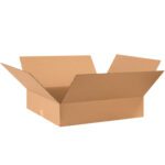 A large open MH-USA 28 x 24 x 6 Flat Corrugated Box from a 10/Bundle, with four flaps extended outward, is set against a plain white background.