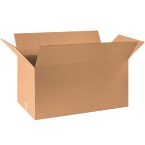 An open MH-USA 30 x 15 x 15 corrugated box from the 15/Bundle set, with flaps extended on a plain white background, highlights its durable and spacious design—ideal for versatile packing needs.