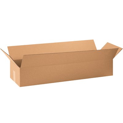 32106.jpg The open MH-USA 32 x 10 x 6 1/2 Long Corrugated Box, with outward flaps, sits horizontally on a plain white background. Available in bundles of 20, its perfect for packing or shipping long, narrow items.