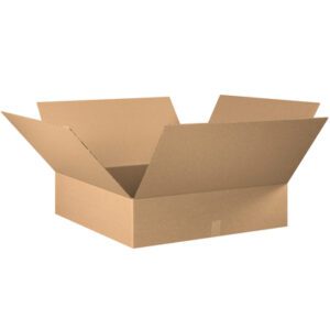 A large MH-USA 32 x 32 x 8 flat corrugated box with partially extended flaps is empty against a plain white background. (Pack of 10).