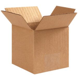 The MH-USA 3 x 3 x 3 corrugated box, shown with open flaps and an empty interior against a white background, is available in bundles of 25. Its perfect for organizing and securing small items.