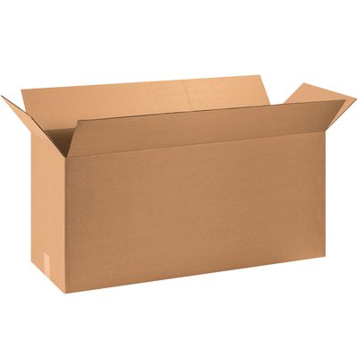 361216.jpg An open brown cardboard box featuring the simple corrugated texture of the MH-USA 36 x 12 x 16 Corrugated Boxes (15/Bundle) sits against a white background, highlighting its empty, rectangular shape.