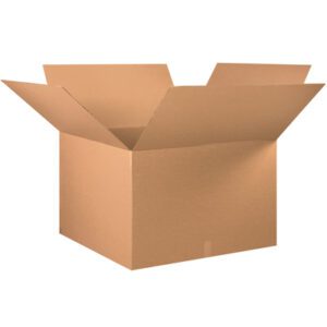An open brown cardboard box with outward flaps on a white background resembles an MH-USA 36 x 36 x 24 Corrugated Boxes (5/Bundle).