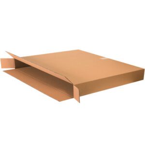 A flat MH-USA 36 x 5 x 30 side-loading cardboard box, with partially extended flaps, lies on a light background. Its simple rectangular design is ideal for packaging and is conveniently offered in bundles of 20.