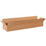 The MH-USA 42 x 11 x 6 Corrugated Boxes, sold in bundles of 20, appear open with flaps extended on a white background. Made from sturdy brown cardboard, they are ideal for packaging or shipping items.