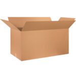 A large MH-USA 48 x 24 x 24 corrugated box from the Corrugated Boxes (10/Bundle) is placed against a plain white background, with flaps extended outward.