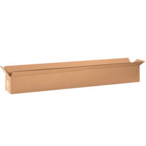 A long, rectangular MH-USA 60 x 6 x 6 corrugated box (15/Bundle) with open top flaps against a white background.