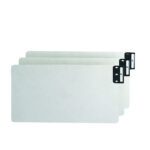 The Smead End Tab 100% Recycled Pressboard Guides (63276) come in a set of 25, featuring extra wide legal size and gray/green hues. They offer vertical metal tabs (A-Z) against an understated plain white backdrop for sleek organization.