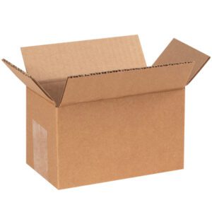 An open, empty MH-USA 6 x 3 x 3 Long Corrugated Box from the 25/Bundle set, featuring extended flaps on all sides. The sturdy, plain brown corrugated cardboard box is displayed against a white background.