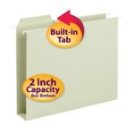The Smead FasTab? Hanging Box Bottom File Folder in moss green has a 1/3-Cut Built-in Tab and a 2 capacity box bottom, available in sets of 20 per box (64201).