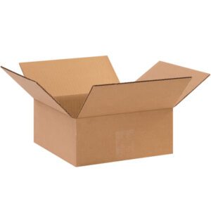 A bundle of 25 MH-USA 6 x 6 x 2 Flat Corrugated Boxes is shown against a plain white background, ideal for small packaging needs.