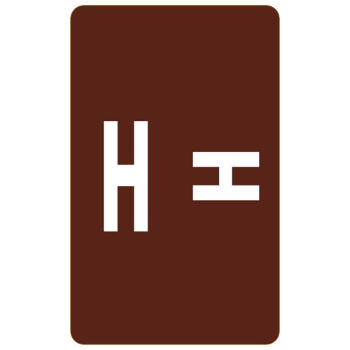 A crisp, white H and = sign on a dark brown rectangular background echo the organized design of Smead AlphaZ ACCS Color-Coded Alphabetic Labels, 100-pack (67178).