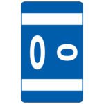 The Smead AlphaZ ACCS alphabetic label O in dark blue, features a white oval and circle with two bold horizontal lines, mirroring the color-coded system.