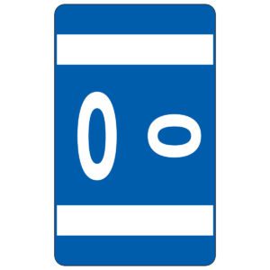 The Smead AlphaZ ACCS alphabetic label O in dark blue, features a white oval and circle with two bold horizontal lines, mirroring the color-coded system.