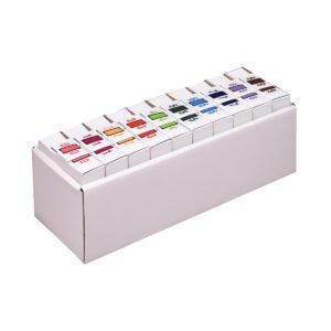 The Smead BCCRN Bar-Style Color-Coded Numeric Label roll (67380) features assorted colors numbered 0 to 9, with each label in vibrant hues that create a lively display.