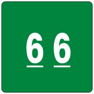 A green Smead DCC Color-Coded Numeric Label roll displays the number 66 in bold, underlined white font.