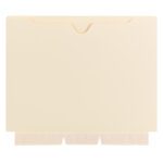 A plain manila letter-size file folder with three bottom edge tab dividers pairs well with the Smead Self-Adhesive Jacket, Manila, Letter Size for enhanced organization.