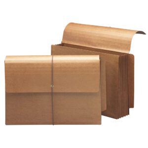 Two Smead End Tab Wallets (Model 71148) in redrope are shown; one closed with a flap and cord closure, the other open displaying its 5-1/4 expansion with multiple sections for organizing legal-size documents.