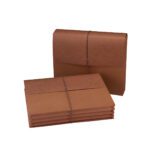 Two Smead Wallets with a flap and cord closure (product 72088) are shown: one upright and closed, the other flat and slightly open to display its expandable sections. These redrope letter-size folders come in a box of 10, perfect for organizing documents.