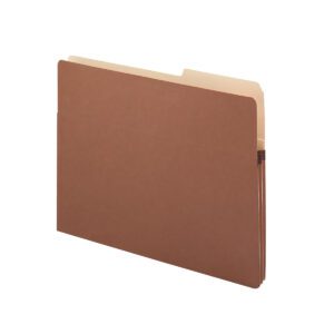 The Smead File Pocket, with a 1-3/4 expansion and 2/5-cut tab in the right position, stands upright against a white background, revealing its beige interior.