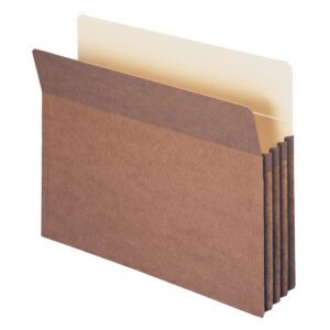The Smead File Pocket, made of redrope, features five expanding sections with a straight-cut tab and visible top flap. Standing upright for durability and organization, it comes in a pack of 25 (73224).