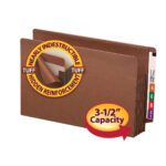 The Smead End Tab TUFF File Pocket (74780) features a reinforced straight-cut tab, fully-lined gusset, 3-1/2 expansion, and extra-wide legal size in redrope, with a circular label proclaiming it Nearly Indestructible and showcasing Hidden Reinforcement.