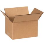 The open, brown cardboard box with flaps outward, set on a white background, is an MH-USA 7 x 5 x 4 Corrugated Box from the 25/Bundle pack.