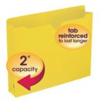 The yellow Smead File Jacket, with reinforced straight-cut tabs for durability, features a 2 expansion and comes in a letter size format with 50 per box (75571) for ultimate convenience.