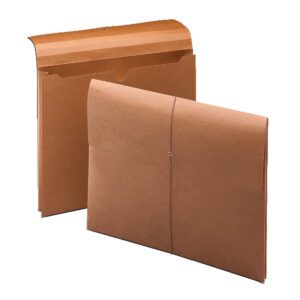 Two Smead Expanding Wallets with a 2 expansion, one open showing dividers and the other closed, crafted from durable redrope material with flap and elastic cord closure, ideal for letter-size documents.